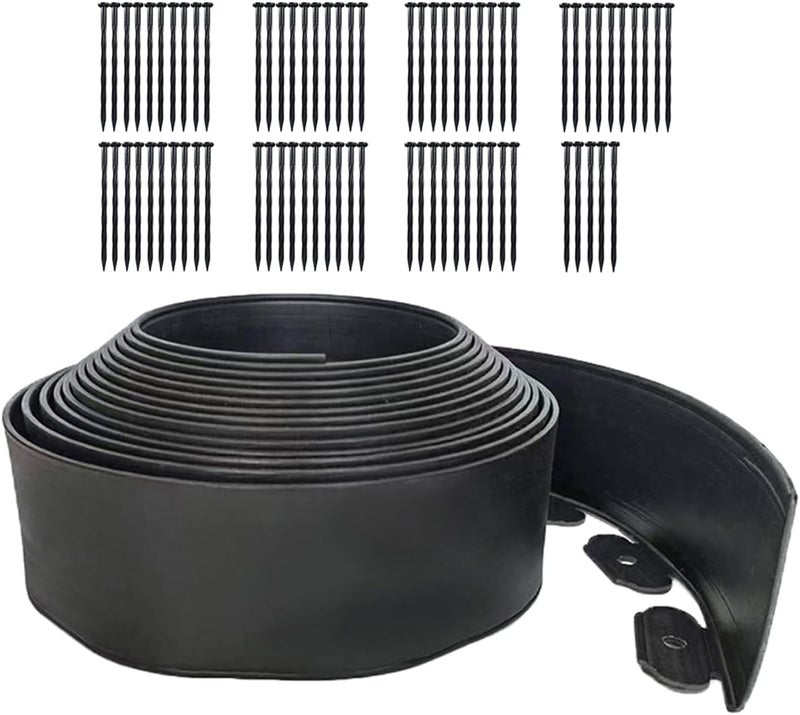 maebeacae 49FT Landscape Edging, 4 in Tall Garden Edging Borders with 75 Spikes,Flexible No Dig Lawn Edging Plastic Borders for Garden, Flower Beds, Pavement-Black - Image 1
